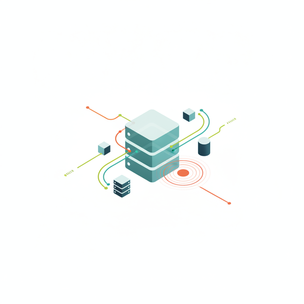 Representación visual de la administración de bases de datos SQL Server, con elementos de monitoreo y optimización de rendimiento.
