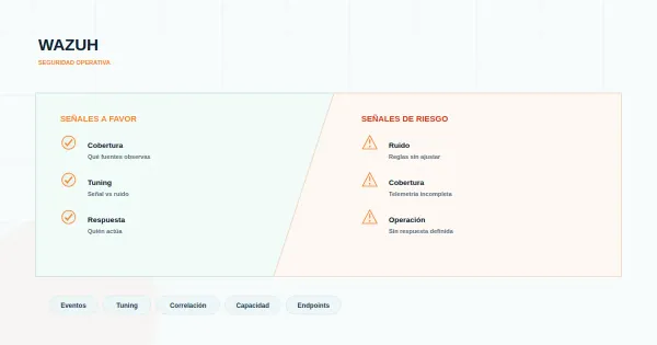 Diagrama del punto en que una regla de Wazuh pasa de aportar señal a generar volumen de alertas